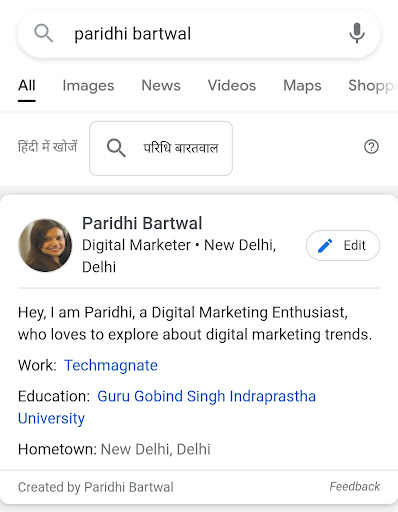 Step 4 - Google People card