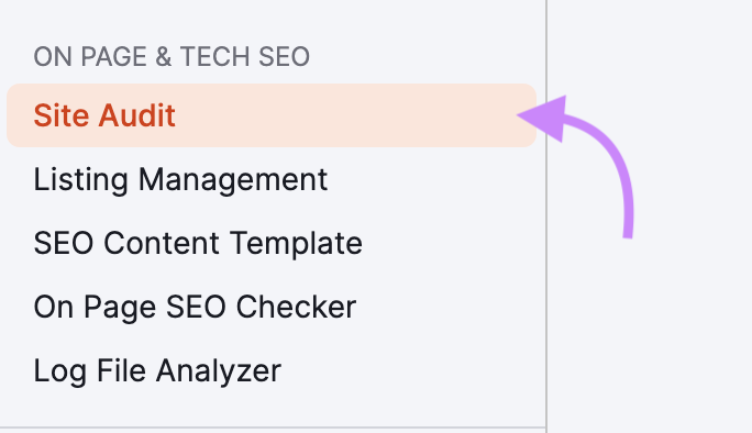 Site Audit on Semrush