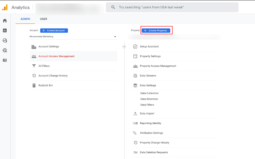 Create a GA4 Property